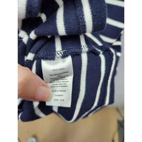 Talbots Womens Navy & White Striped Cotton Dress With Ruffle Sleeves M - Picture 4 of 5